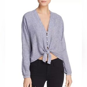 Rails Sloane terrenas stripe Blue white Button-Down Tie-Front Top size medium